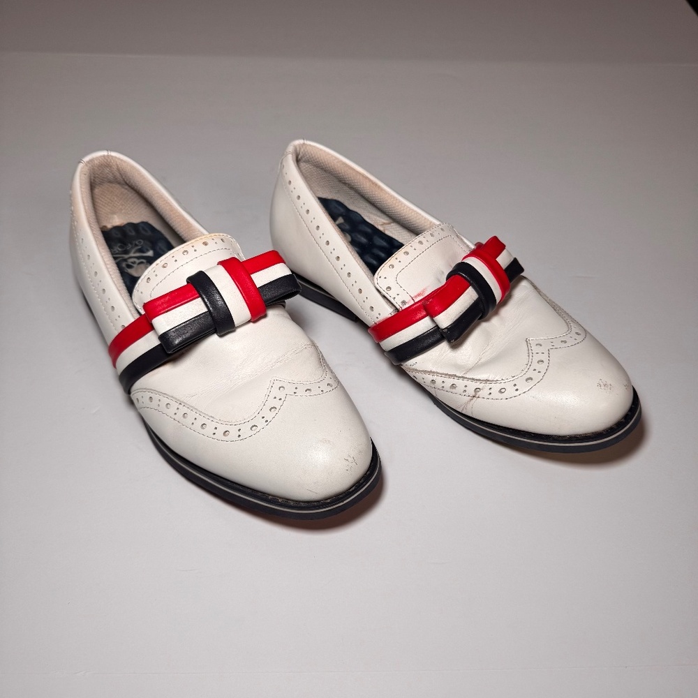 G/FORE Women's Ribbon Brogue Cruiser Gallivanter Golf Shoes - White - Size 10.5